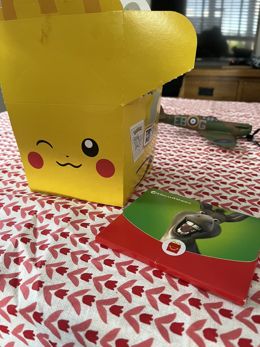 Fraggle268's tweet photo. @McDonaldsUK mcdonalds Ashford is rubbish. Took my son as a treat for a happy meal as he loves Pokemon. Got home and opened his box to find a rubbish shrek toy from last year. One upset child now 😕 https://t.co/MXQCkTWeis