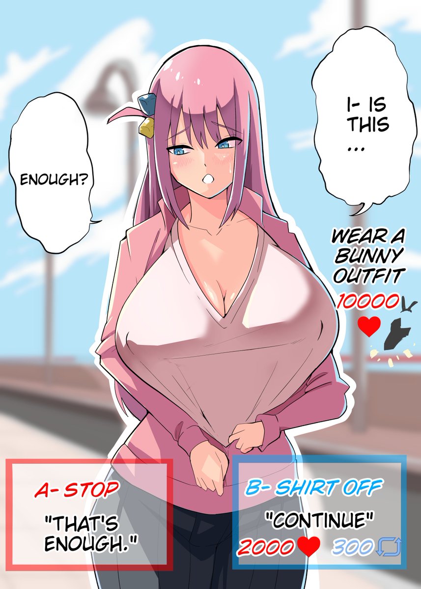 I was joking, but it seems like she took it seriously. maybe she is a p3rv3rt? 
Likewise, I'm sure that if I ask her to continue she will get scared and leave.

Bocchi from Bocchi the Rock!