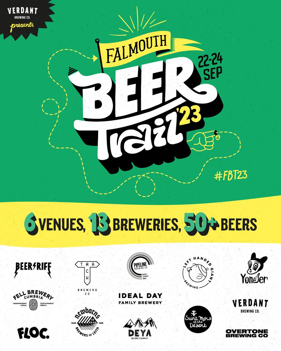We're beyond excited for the Falmouth Beer Trail 2023 this weekend! 6 venues, 13 breweries, 50+ beers to try.

It's gonna be epic and we can't wait to see y'all.