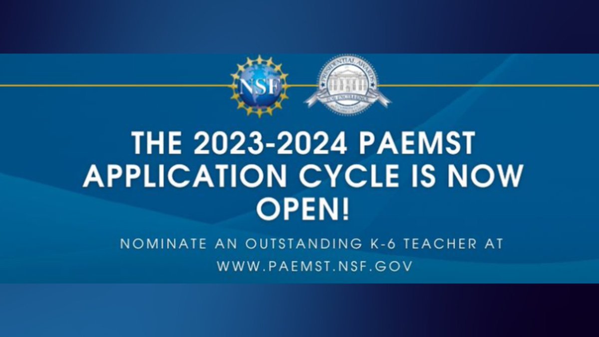 AAPTHQ's tweet image. Do you know an excellent K-6 STEM teacher deserving of recognition from the White House? Nominate them for the PAEMST Award. Learn more at: ow.ly/6C7e50PEYSF. Nomination deadline is January 8, 2024. #STEMTeaching #STEMTeachers #STEMEducation