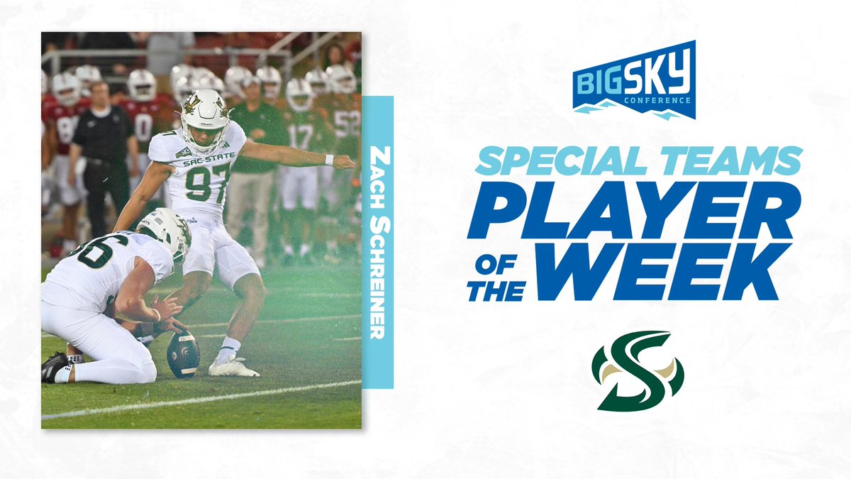Big Sky Conference (@bigskyconf) on Twitter photo After his 3/3 day including a game-tying kick late against Stanford, <a href="/zach_schreiner5/">Zach Schreiner</a> completes the Hornet sweep of #BigSkyFB awards
#ExperienceElevated After his 3/3 day including a game-tying kick late against Stanford, <a href="/zach_schreiner5/">Zach Schreiner</a> completes the Hornet sweep of #BigSkyFB awards
#ExperienceElevated