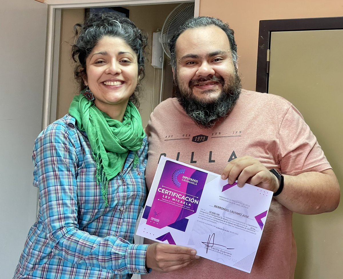 JDenett's tweet photo. La educación como base para llegar a una sociedad con más equidad e igualdad de género y libre de violencias!

Felicitaciones Compañero @LautaroBerrondo por haber realizado y aprobado la capacitación en Ley Micaela en la Cámara de Diputados Catamarca! 

#LeyMicaela #Catamarca 💜 https://t.co/nQ0j94IvGB