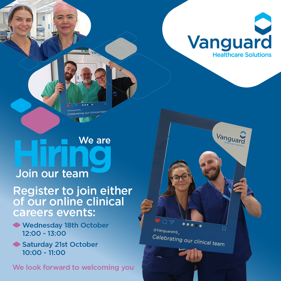 Join one of our friendly online events on Wed 18 Oct 12-1pm or Sat 21 Oct 10-11am and find out how a clinical career with Vanguard Healthcare Solutions can take you in all sorts of great directions. 👉 Register for here: vanguardhealthcare.co.uk/events/ #hiring #recruitment