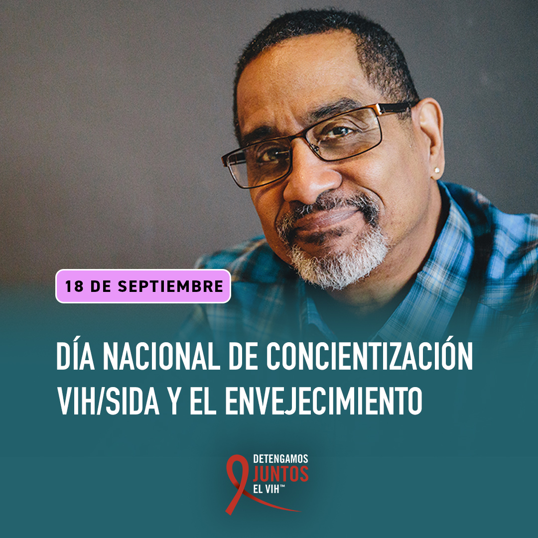 El 18 de septiembre es #NHAAD, un día para combatir el estigma y abordar los desafíos relacionados con el envejecimiento y las pruebas del #VIH, su prevención y atención. Más info -> bit.ly/3c1prAe  #DetengamosJuntosElVIH