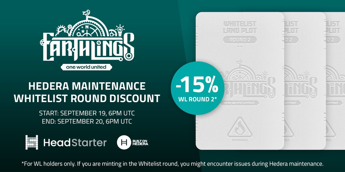 🚨 Land Plot Mint Update 🚨
During the last hour of our WL and DEED Land Plot mint, a <a href="/hedera/">Hedera</a> maintenance update is scheduled. 

Don’t worry, we've got your back! To accommodate all Whitelist holders, we give a 15% discount! Thank you for your support and patience! 

Round 2