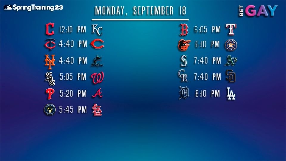 betgayfun's tweet image. #MLB #springtraining2023 #schedule
Calendario de hoy que no debes perderte!👀🔥🔥🔥🔥👀