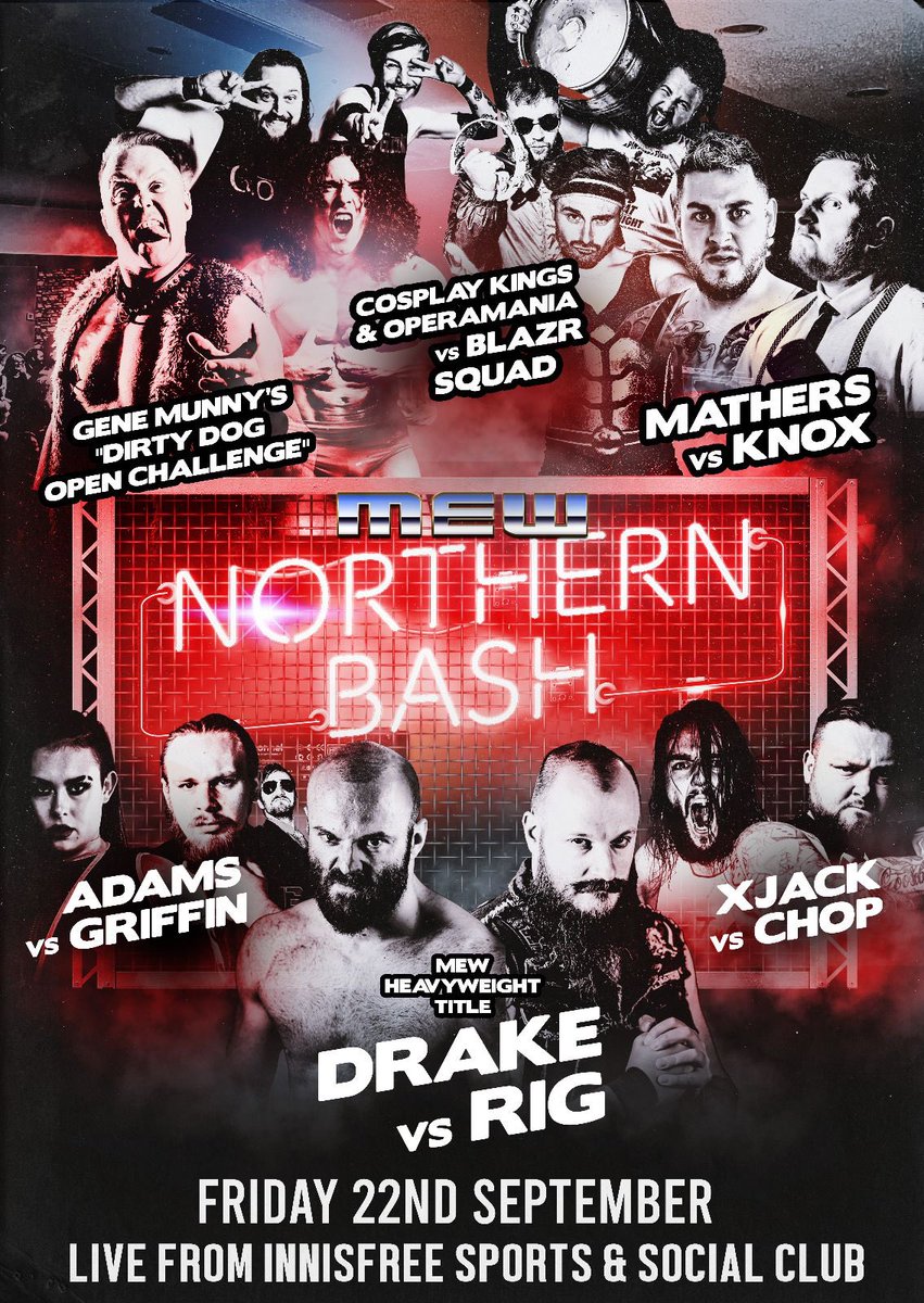 MEWrestlingUK's tweet photo. This Friday night we are back at the Innisfree for our biggest event of the year - and are down to the final 6 seats! After this it will be standing room only. ๐ฅ๐ฅ๐ฅ
Here is the full lineup for this huge event!! https://t.co/IbYcCev71J