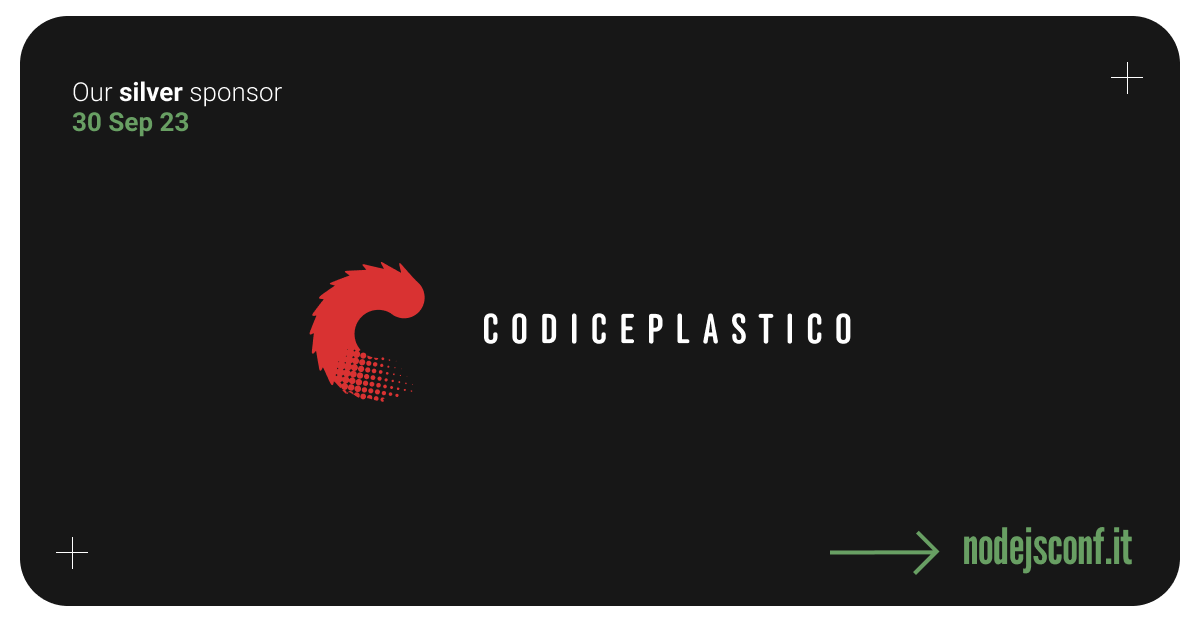 Big thanks to <a href="/codiceplastico/">Team CodicePlastico</a> for being a fantastic sponsor of #NodeJsConf 2023! Your support has been instrumental in our journey of growth and self-improvement in the world of Node.js. 🙌🚀 Thank you for helping us strive for excellence! #sponsorship #technology #gratitude