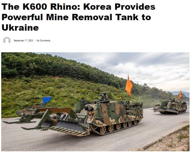 jfgino's tweet photo. La #CoréeduSud enverra deux véhicules de déminage #K600 « Rhino » en Ukraine👍 #RussiaisATerroistState https://t.co/byGEU6U6vE