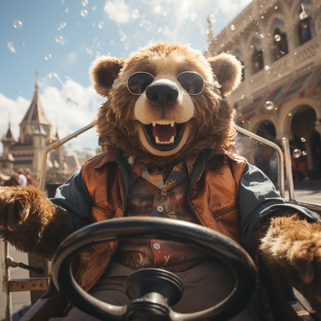 DanMcB's tweet photo. Bear on the rides at Disney #disneybear #disneyworld #bear #bears #floridastuff #florida https://t.co/a6ySzu2JJe