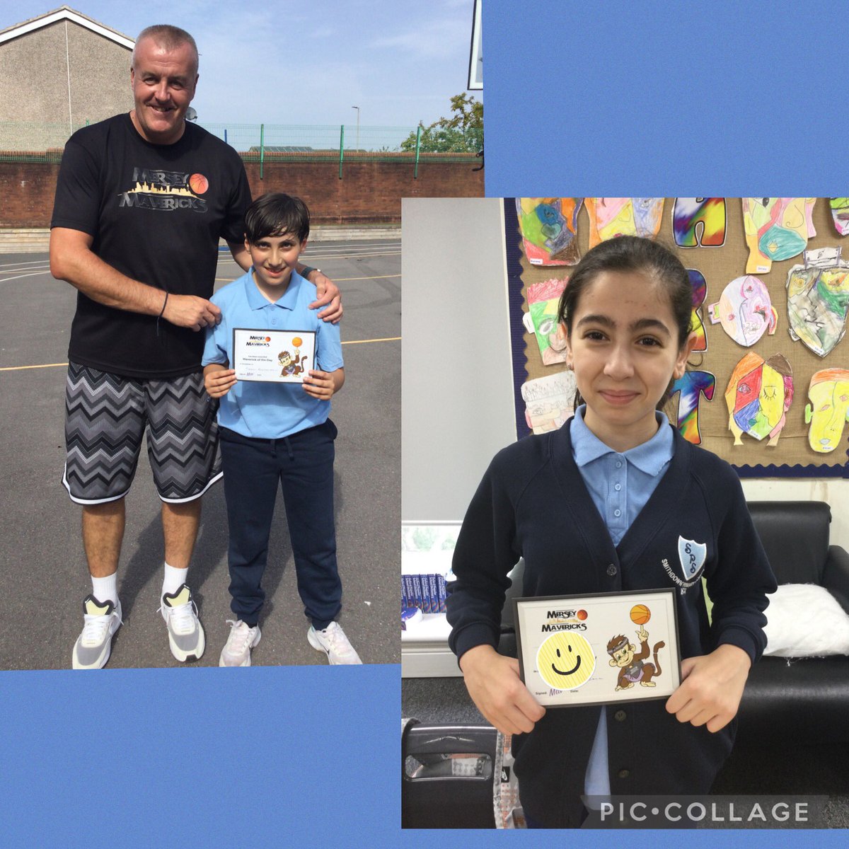 A couple of our Mini Mavericks proudly showing their well deserved certificates 😊👏🏀⛹️‍♀️⛹️‍♂️🏀⛹️‍♀️⛹️‍♂️🏀👏👏 #smithdownpe Team work and supporting others.