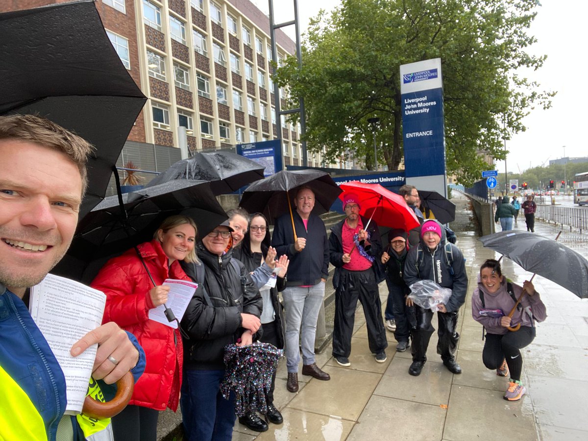 LJMUCU's tweet photo. We've been out on #strike today,the first of 8 days. @LJMU made the decision to take half of our wages for several weeks in April/May and again in July for taking part in the #MAB and refused to engage in any negotiations. We won't be bullied.   Out again Tues/Weds. Come join us. https://t.co/IsWezG1Zf0