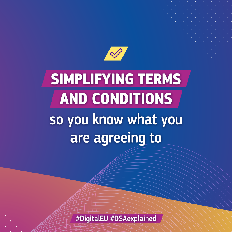 DigitalEU's tweet photo. 💻 #DigitalServicesAct = a safer online space for everyone.

Mentioned at this year’s #SOTEU as a historic achievement, the #DSA gives us more control, knowledge, and choice over what we see, say and purchase online.

Learn more in our #DSAexplained ↓