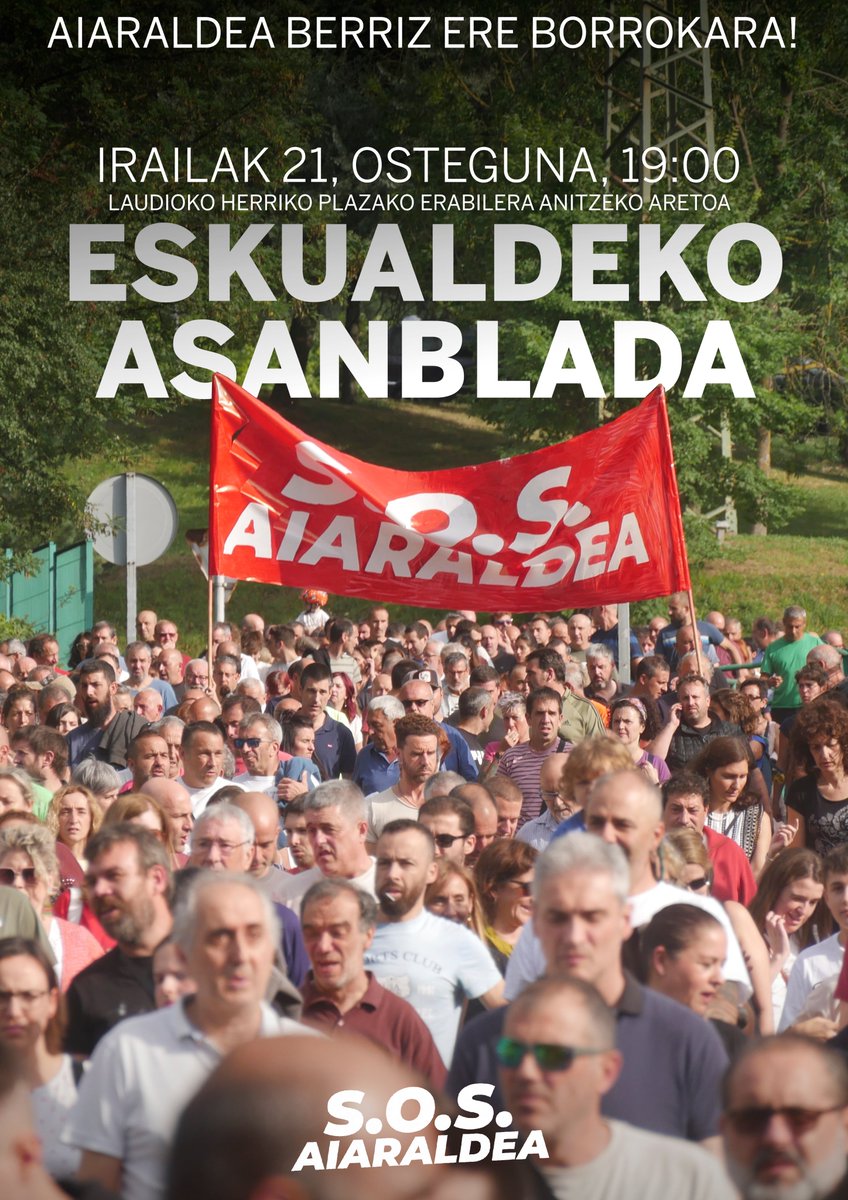 Autoglas-Glavista, greba feminista orokorra... udazken bizia dator, eta horretarako antolatzea dagokigu

🔴 𝐄𝐒𝐊𝐔𝐀𝐋𝐃𝐄𝐊𝐎 𝐀𝐒𝐀𝐍𝐁𝐋𝐀𝐃𝐀 🔴

🗓️ Irailak 21, osteguna

🕖 19:00

📍 Laudioko Herriko plazako erabilera anitzeko aretoa

Aiaraldea berriz ere borrokara! ✊