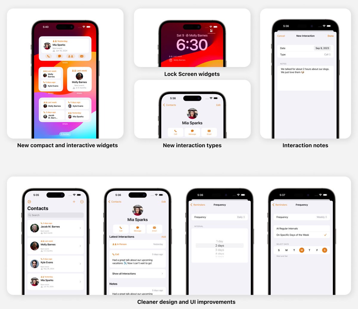 AmatoApp's tweet photo. Amato 2 is here and brings exciting new features for iOS 17, as well as many improvements to the whole look and feel 🥳

- New widgets
- Add custom dates and notes to interactions
- New interaction types
- Redesign of whole app

Get the major update ⬇️
https://t.co/2J0BdjCE1V https://t.co/Tcqt4PJgMm