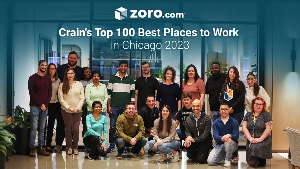 We’re thrilled to be recognized as one of the Top 100 Best Places to Work in Chicago by <a href="/CrainsChicago/">Crain's Chicago Business</a>! Learn what makes Zoro’s culture stand out from the rest from our President, Sandy Mattinson: bit.ly/3ZkmW0j #zorousa #zororesourcehub