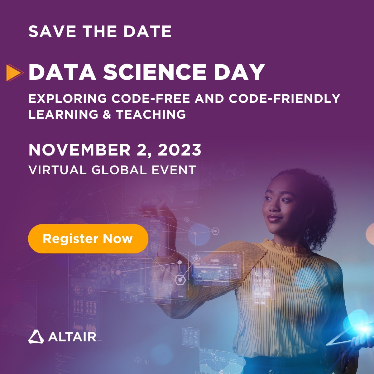 Mark your calendars for the Altair Data Science Day on November 2.
At this event, you can discover how the Altair RapidMiner community is harnessing the versatile data science tool to transform the way we learn and teach data science.
Reserve your seat: web.altair.com/data-science-d…