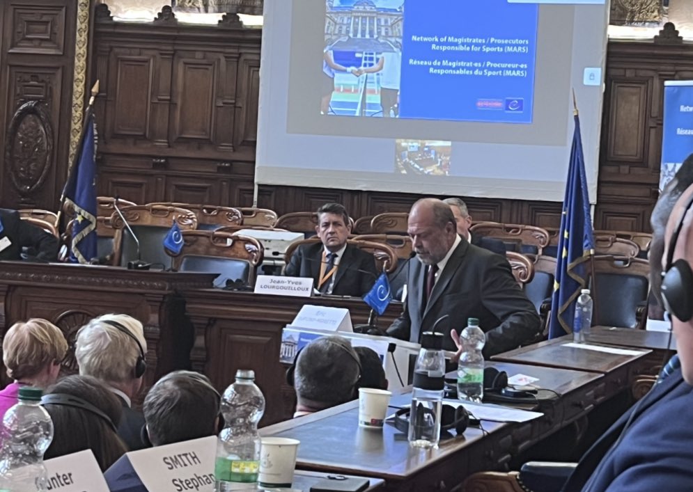 Intervention importante du Garde des Sceaux et ministre de la Justice ⁦<a href="/E_DupondM/">Eric Dupond-Moretti</a>⁩ pour clôturer la réunion du réseau des Magistrats responsables du sport (MARS), sous l’égide du ⁦<a href="/CoE_Sports/">Council of Europe Sport</a>⁩.