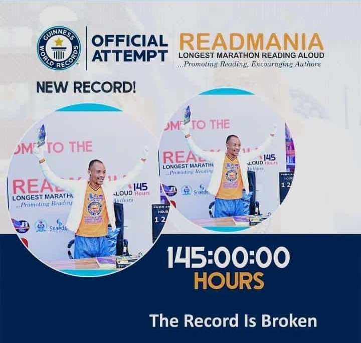 coke__bwoy's tweet photo. Congratulations to John Obot who has completed 145hours for longest read alot marathon despite the set backs and barriers he encountered, John obot made sure his goal was accomplished.
Impossibility only exist in the dictionary of a fool
#READMANIA
#Guinessworldrecord https://t.co/RWcsgVzXgV