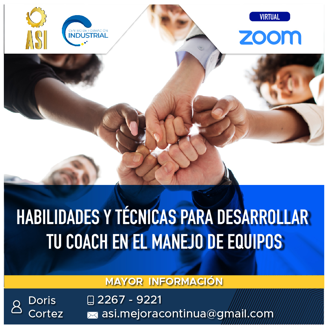 asielsalvador's tweet photo. #DiplomadoASI maximice su potencial y el de sus equipos, conéctese al siguiente nivel participando en el diplomado: Habilidades técnicas para desarrollar tu coach en el #ManejoDeEquipos
✅Inicia el 28 de septiembre | Vía ZOOM
Info:
☎️2267-9221
📧asi.mejoracontinua@gmail.com https://t.co/H1Zs5V3ZjZ