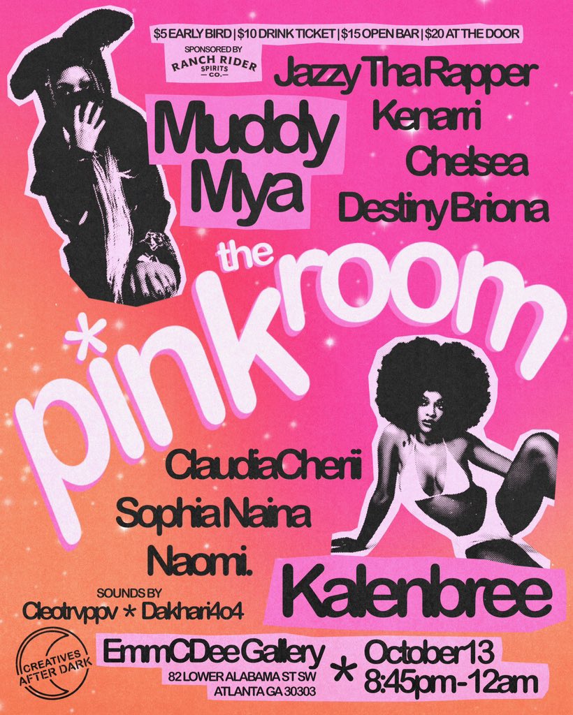 BigJocATL's tweet photo. THE PINK ROOM — 💖💖💖

10/13 • Sounds By @cleotrvppv 

Sponsored By @RanchRiderCo 

Performances By @destinybriona @ken_arri @jazzytharapperr @muddymya @kalenbree + More

$5 Early Bird Tickets Available Now 💖

Tickets: https://t.co/S1molFX0fT https://t.co/hdUGjpxxrE