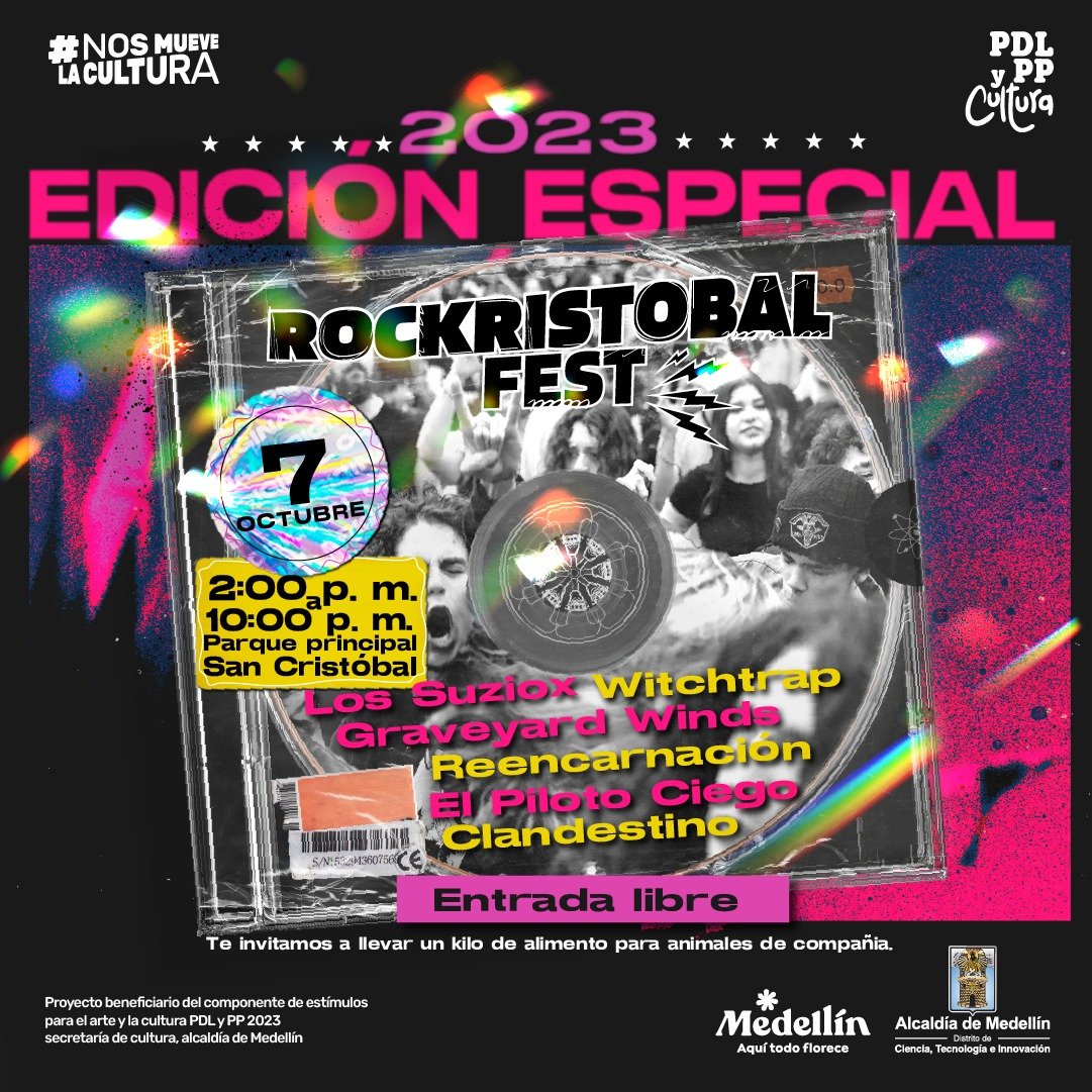 el <a href="/RocKristobal/">RocKristobal Fest</a> regresa para una edición especial este próximo 7 de octubre de 2023. 
En el parque principal de San Cristóbal 
¡Vamos Todxs! - ¡Entrada Libre!