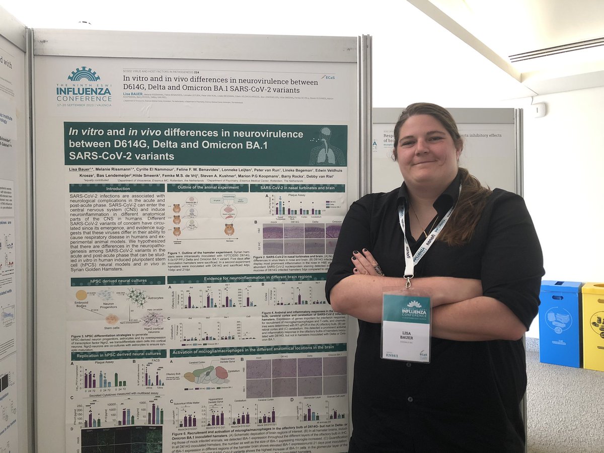 LisaBauerVirus's tweet photo. Having a blast @ESWInfluenza! Come and check my poster on differences in neurovirulence of Sars-CoV-2 variants! Some fun #RielScience at #ESWI #ECAS https://t.co/FiwAiIQGlK