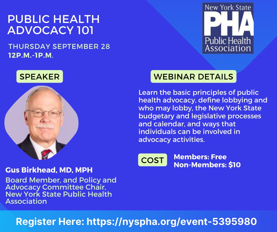 Reminder, there's still time to register for our upcoming webinars! Register here for tomorrow's webinar (9/19): nyspha.org/event-5395974 Register here for 9/28 webinar: nyspha.org/event-5395980