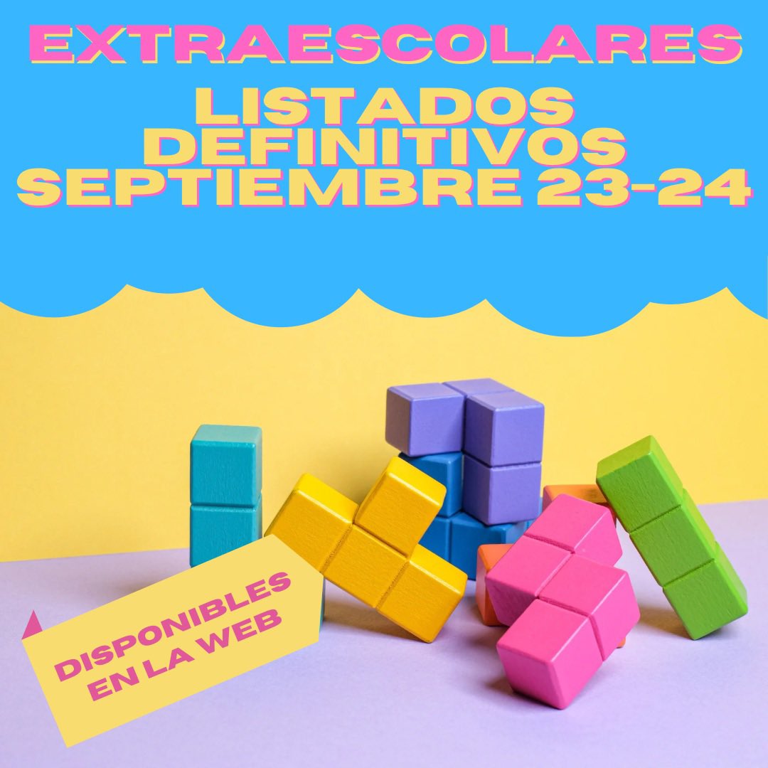 Ya están disponibles los listados de las actividades extraescolares. Cualquier incidencia, por favor poneros en contacto con las empresas para solventarlas lo antes posible.
ampavicenteferrer.org/extraescolares…