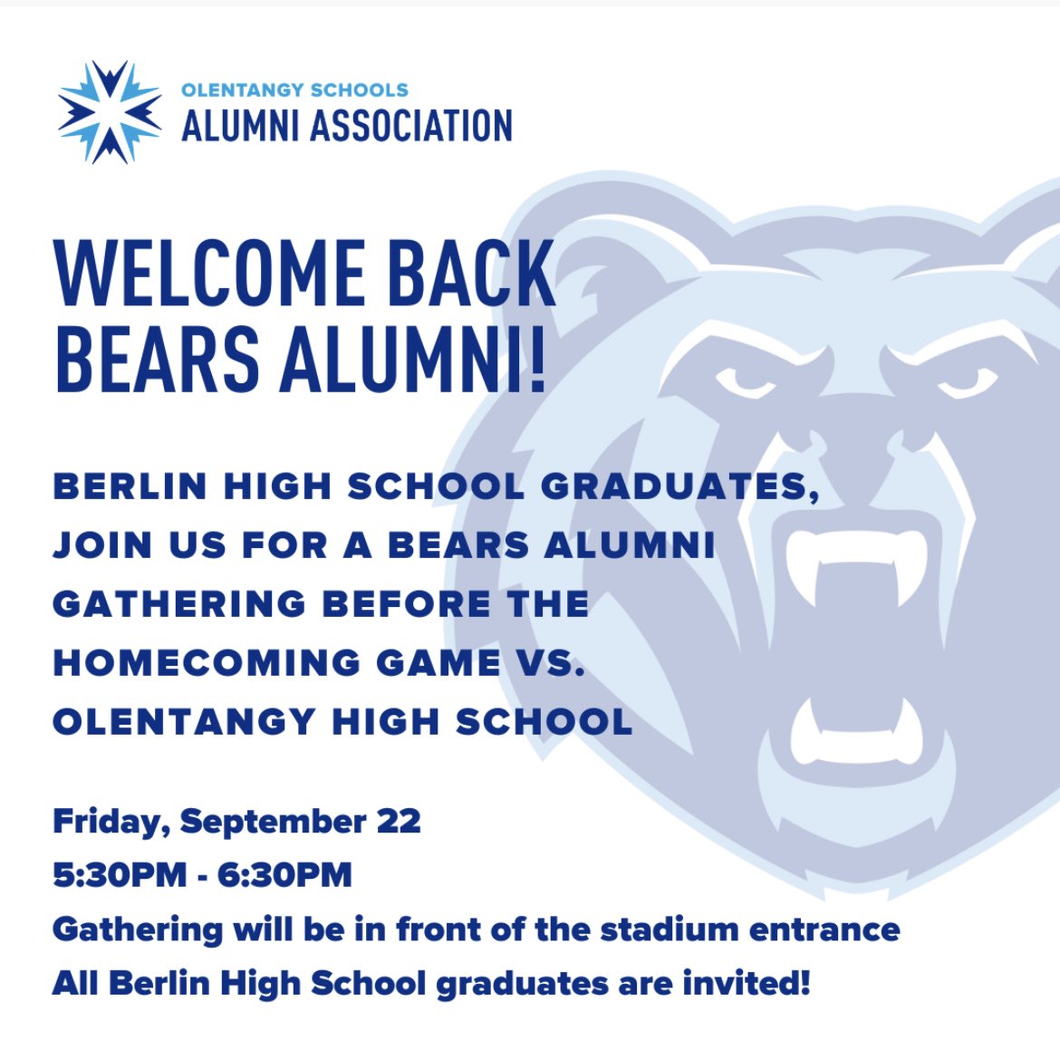 It’s homecoming week!!  We’d love to see all our old family members!  Swing by the tailgate on the way to the game!    Claws up!!  🐻