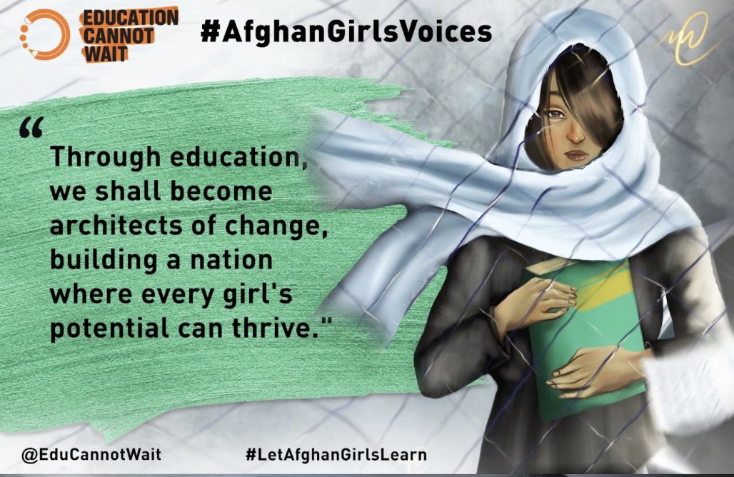 The innovation of the country,
The progress of the country,
The stability of the country, 
The independence of the country,
The potential of the country,

is dependent on how those in power prioritize and create access to education.

#AfghanGirlsVoices #LetAfghanGirlsLearn