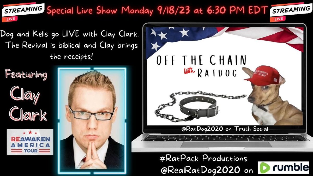 Summer break is over and we’re back at it! Let the barking commence! Join us as #OffTheChain returns live with special guest @ClayClark at 6:30pm Eastern.

See you there!
@Kells9700