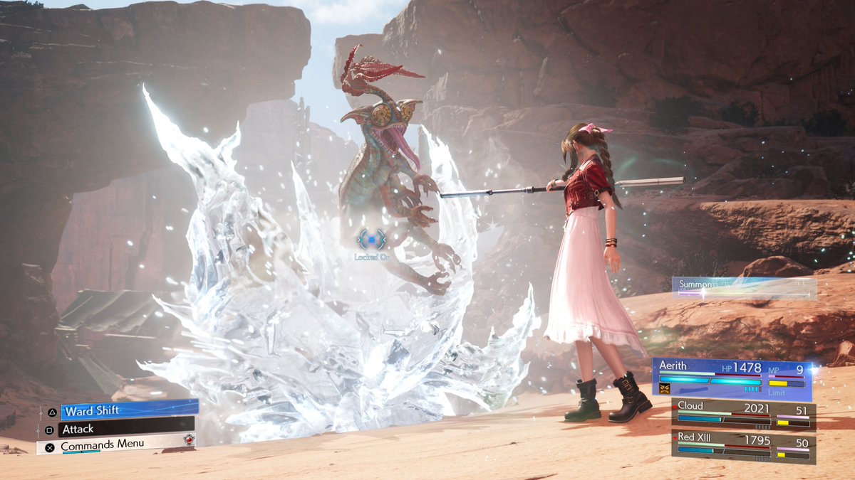 finalfantasyvii's tweet photo. Combat in Final Fantasy VII Rebirth. #FF7R

□: Perform normal attacks to deal damage which fill the ATB gauge.
X: Open the command menu &amp; slow down the passage of time by entering Tactical Mode. Expend ATB to use abilities and spells.
△: Activate a character's unique ability. https://t.co/Y8CcPYenOH
