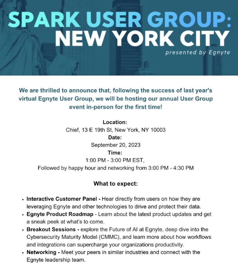 mge_companies's tweet photo. MGE's Associate Principal, @dgianniris, will be speaking at an @Egnyte networking  event this Wednesday. It will be a collaborative forum covering everything from where technology and AI is headed, to cybersecurity and a lot more. Don't miss it! https://t.co/GpqvYjAkpi