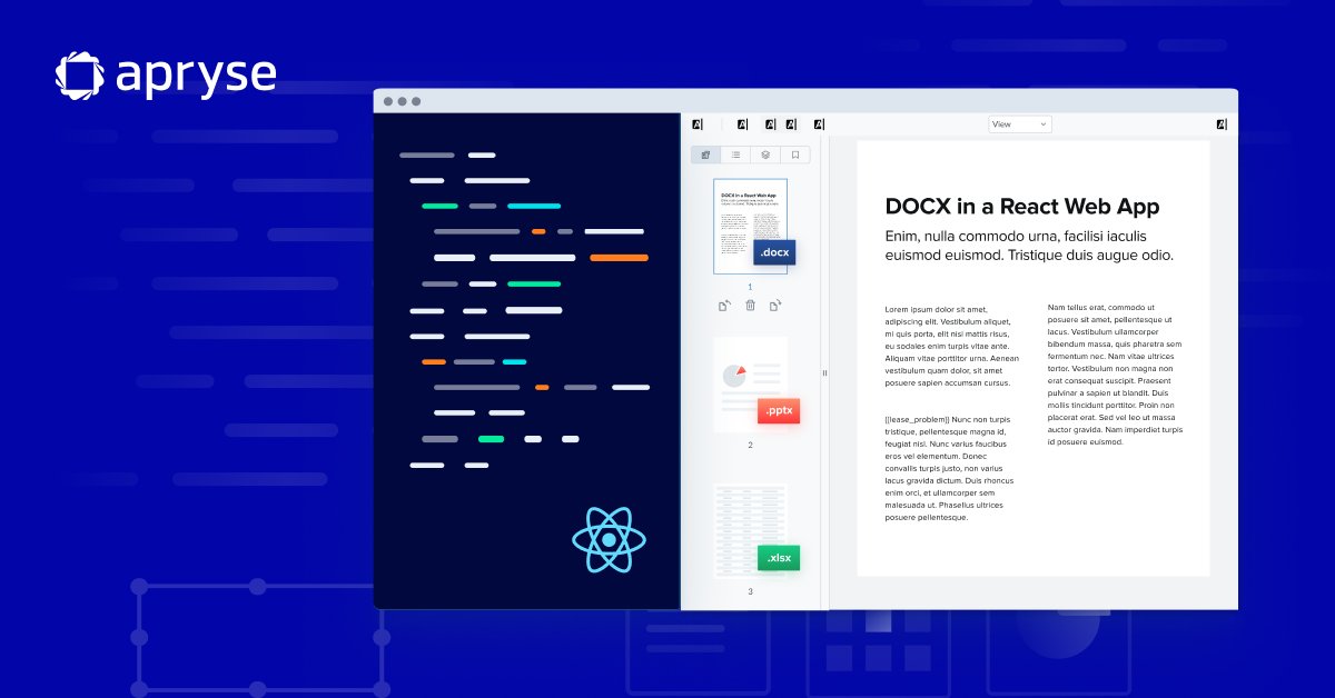 aprysesolutions's tweet image. If you’re looking for a #React DOCX viewer, look no further!

One of our recent blogs reveals how to view Microsoft Office documents in a React file viewer app using #WebViewer. This includes files like Microsoft #Word, #Excel, and #PowerPoint formats: ow.ly/nKHt50PMSTy