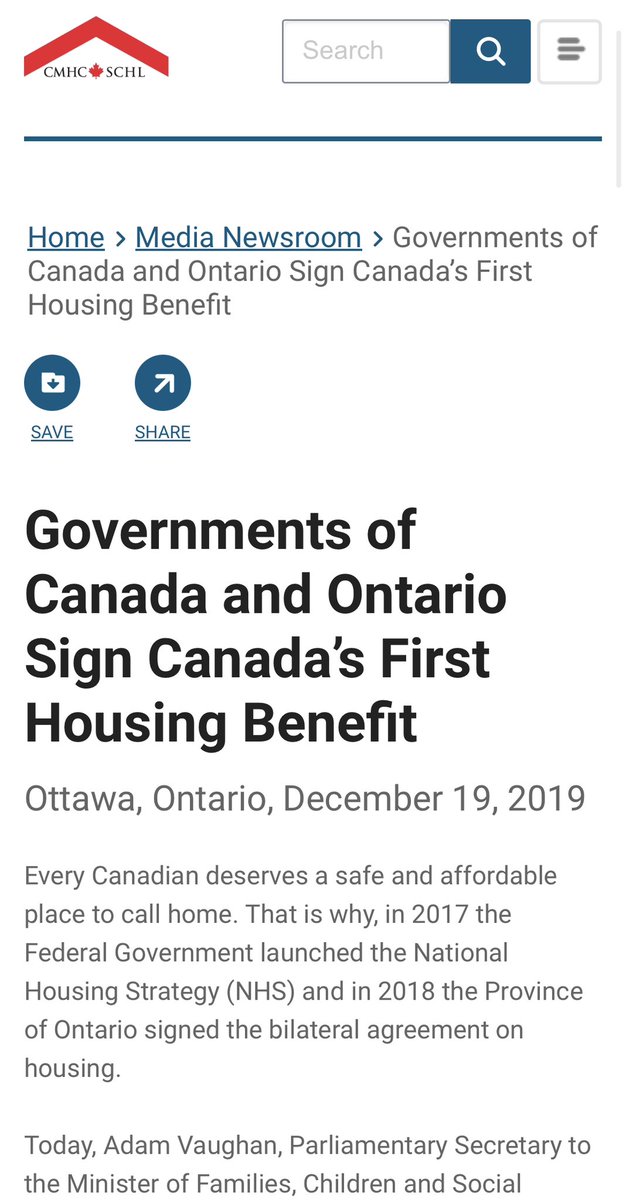 @fordnation The Canada Ontario Housing Benefit is part of a Federal Funding agreement announced when the National Housing Strategy was launched. It took two years of negotiating to get the Ford Govt on side.