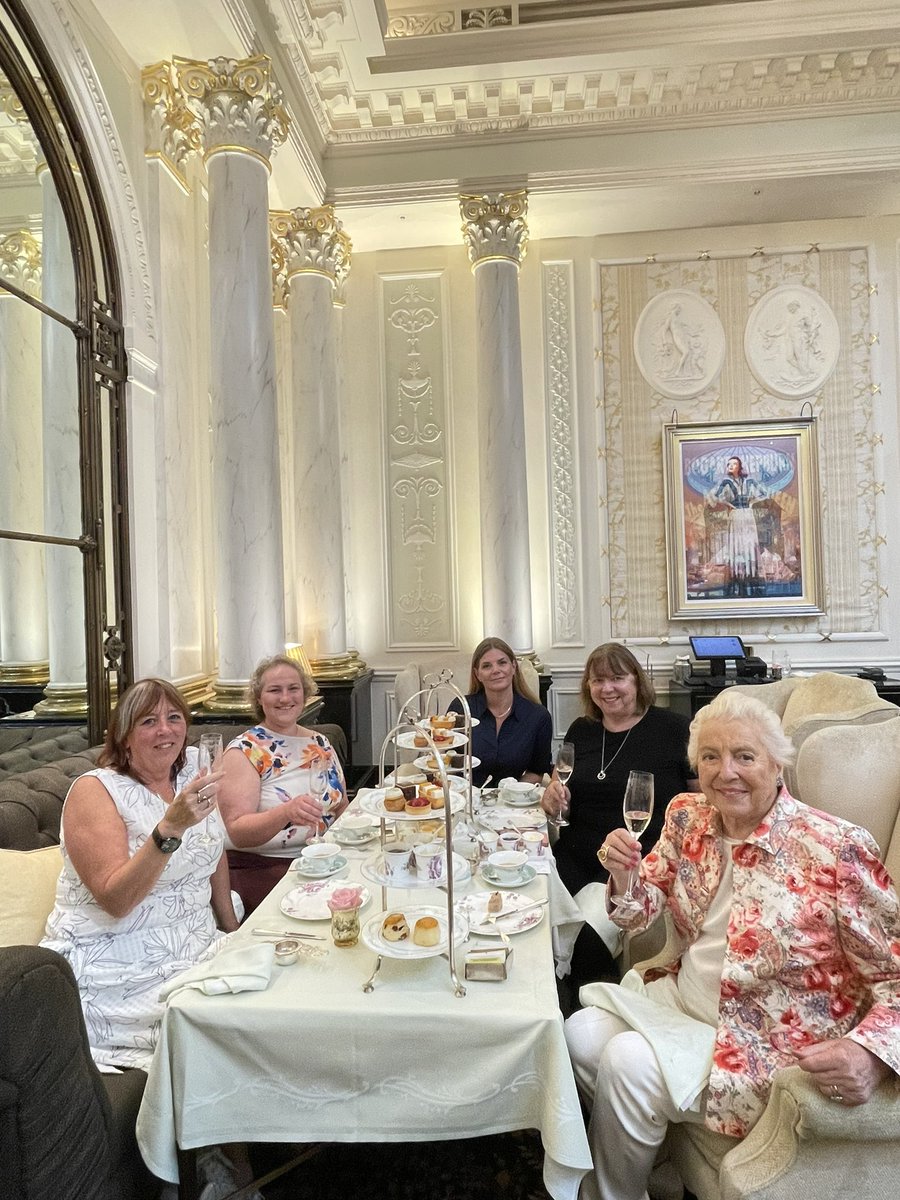 DameWendyDBE's tweet photo. Fabulous 90th birthday tea at the Savoy for @DameStephanie_ hosted by the BCS President, Gillian Arnold, with @adamsonjulia and Jo Stansfield. Such a lovely occasion. @DameStephanie_ was the first female President of @bcs 1989-1990. Always an inspiration https://t.co/bZMsoGHiIA