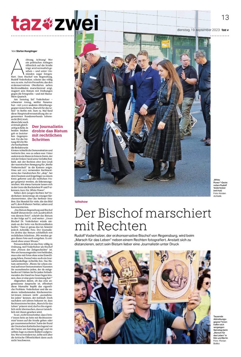shunglinger's tweet photo. Der Regensburger Bischof Voderholzer und @BistumReg hätten gerne, dass ein Foto der Kollegin @kir_ach aus der Öffentlichkeit verschwindet, das ihn mit Rechtsextremen zeigt. Wir haben das mal für euch abgedruckt 1/ https://t.co/2QbbvSQDc6