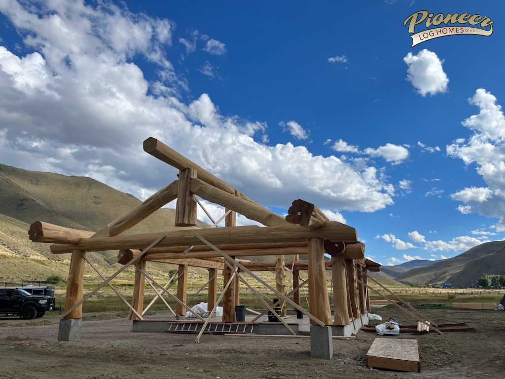 Another Pioneer Post & Beam setup in Idaho! #pioneerloghomes #loghomes #postandbeam #carpentry #idaho #stihl #chainsaw #husqvarna
