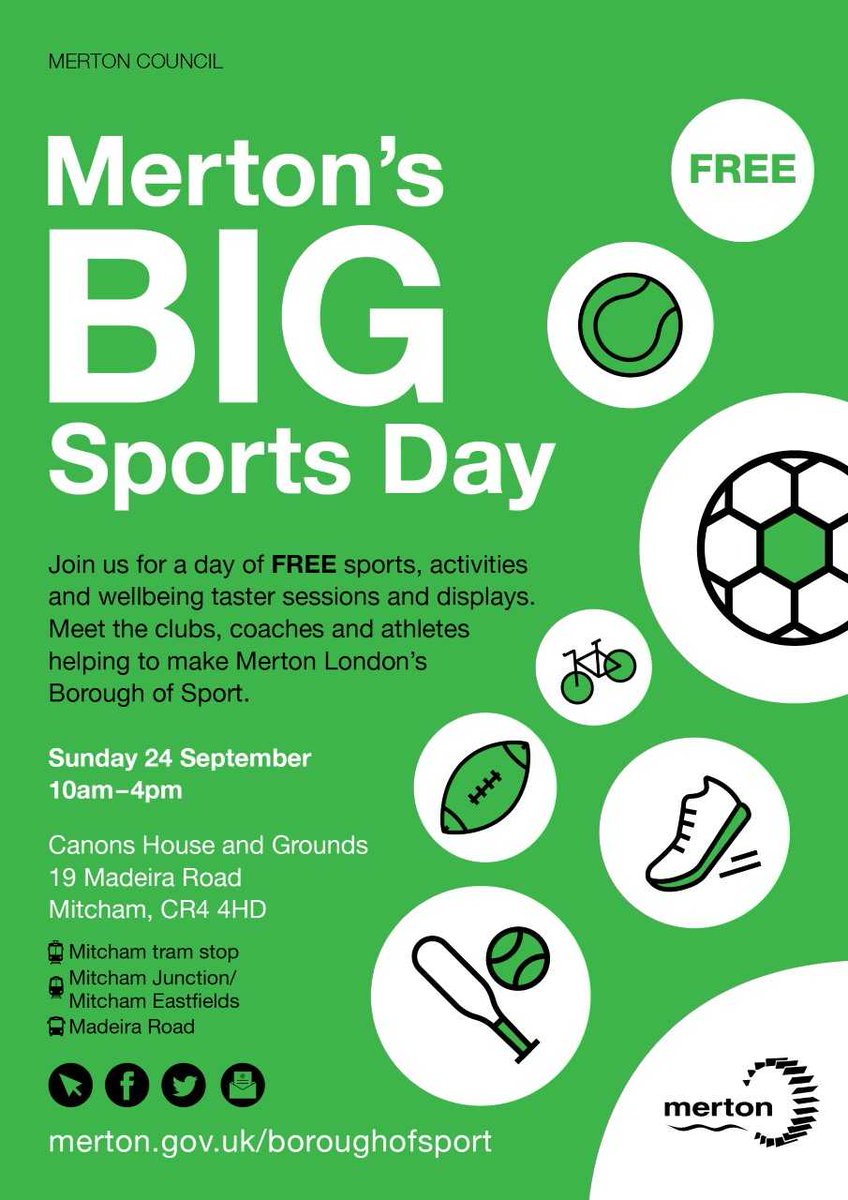 A day of sports & games. Free to attend, info here: merton.gov.uk/boroughofsport #BoroughofSport