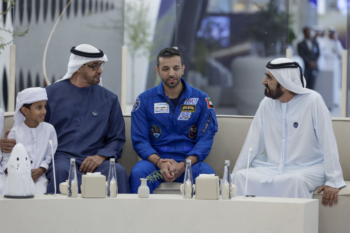 HamdanMohammed's tweet photo. We congratulate the UAE’s people on the safe return of astronaut Sultan Al Neyadi to his homeland, following the successful completion of the longest Arab space mission. The UAE’s leadership proudly celebrates every national achievement. The warm welcome Sultan received reflects the pride shared by every Emirati and Arab in the success of this historic mission. Guided by Zayed’s vision, we eagerly anticipate scripting new achievements and raising our flag amidst the stars.
