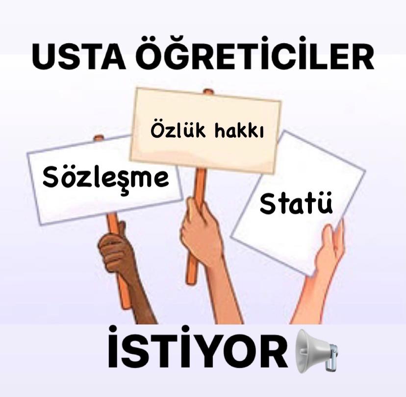 #ustaöğreticiyehak 
Biz usta öğreticiler olarak hakkımız olanı istiyoruz fazlasını değil yılların emeğine karşılık 12 ay tam çalışma 12 ay tam sigorta ile özlük haklarımıza kavuşmak istiyoruz. 
<a href="/mebhbogm/">MEB Hayat Boyu Öğrenme Genel Müdürlüğü</a> 
<a href="/meb/">Maria Elena Boschi</a>
<a href="/Yusuf__Tekin/">Yusuf Tekin</a> 
<a href="/meral_aksener/">Meral Akşener</a> 
e.,cş