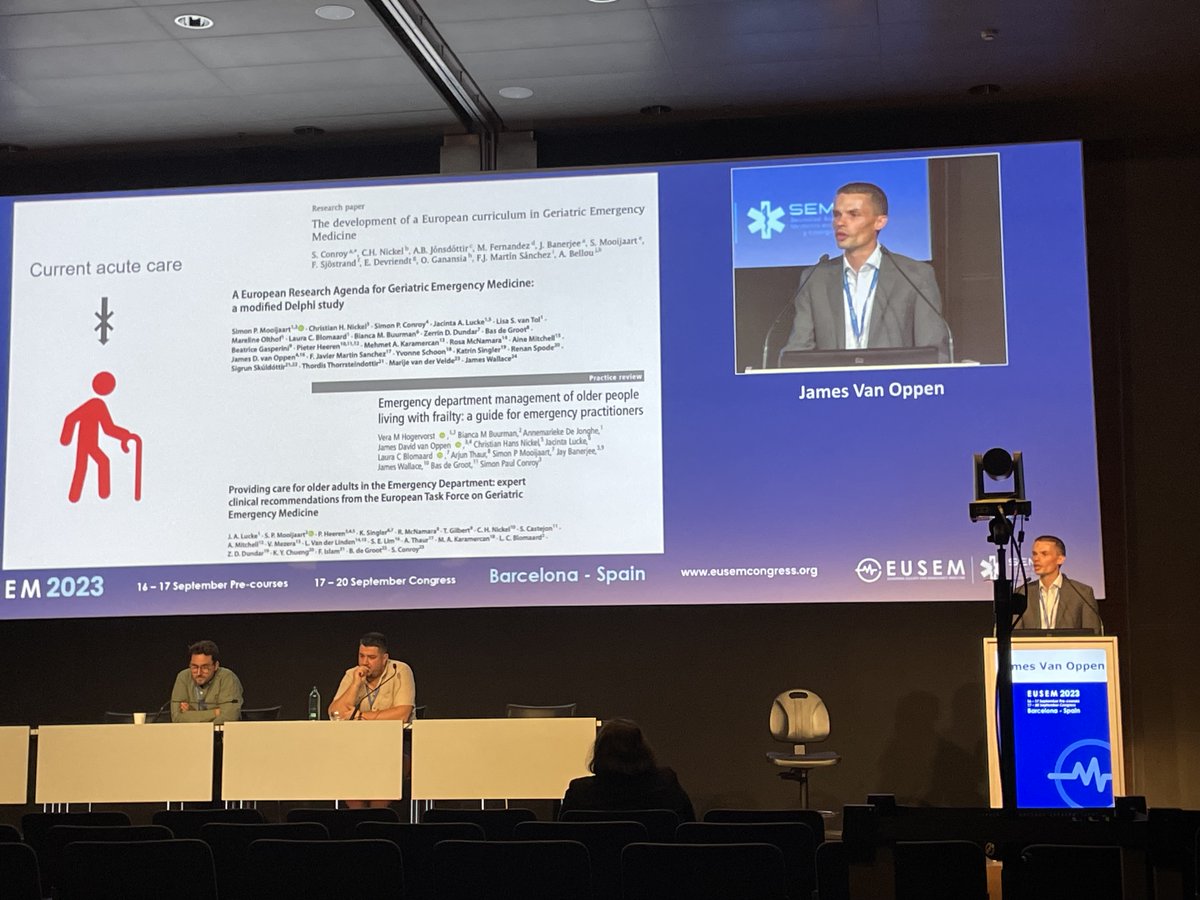 Tim Coats (@tjcoats) on Twitter photo 'Flash Mob' study - one day snapshot of frailty across Europe. <a href="/J_vanOppen/">James van Oppen</a> #EUSEM2023
1 in 7 people attending European EDs are older people living with frailty (CFS>5). Poorer outcomes in frailty.
But curricula and guidelines have disproportionately little content about frailty. 'Flash Mob' study - one day snapshot of frailty across Europe. <a href="/J_vanOppen/">James van Oppen</a> #EUSEM2023
1 in 7 people attending European EDs are older people living with frailty (CFS>5). Poorer outcomes in frailty.
But curricula and guidelines have disproportionately little content about frailty.