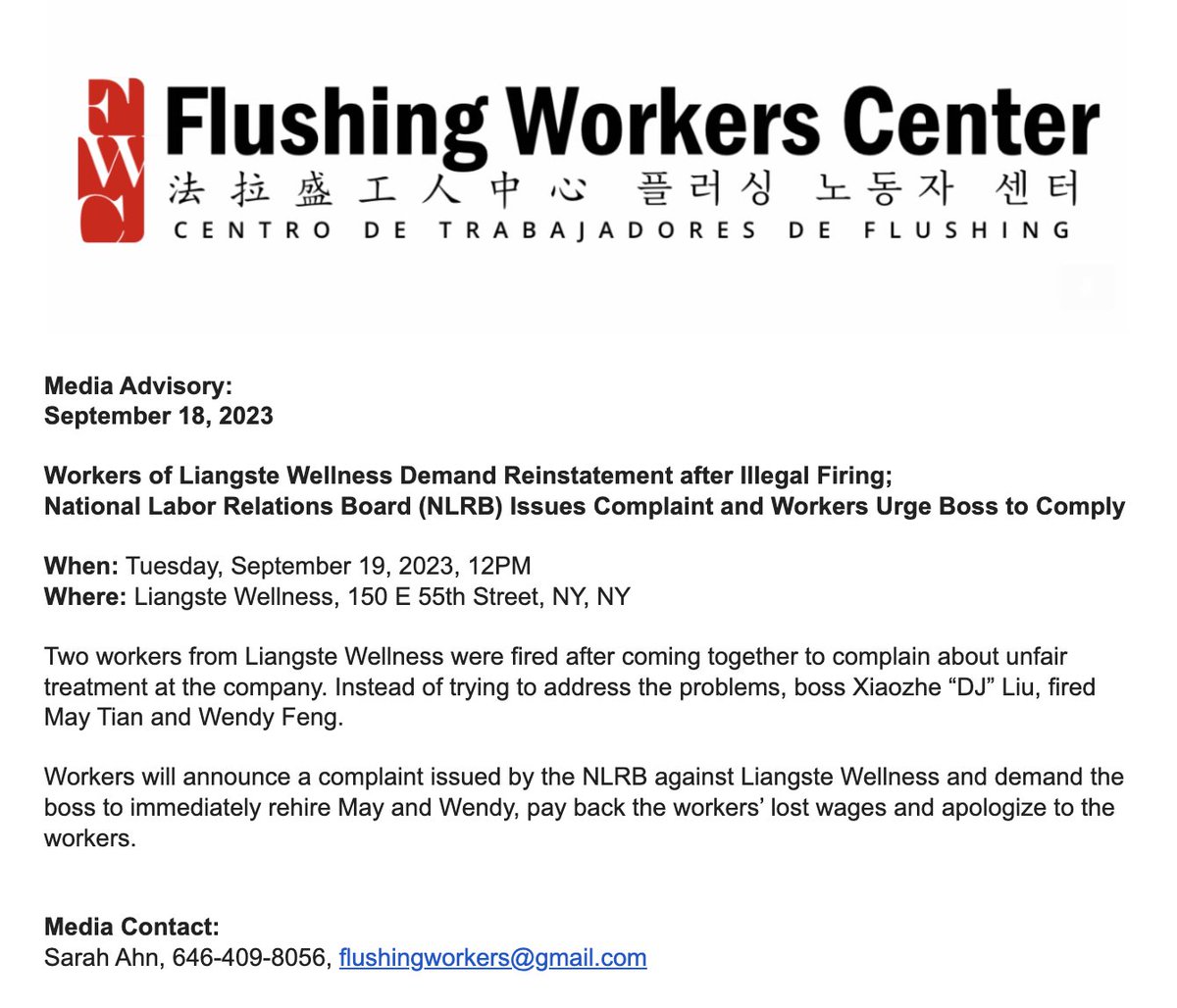 Flushing Workers Center tweet media