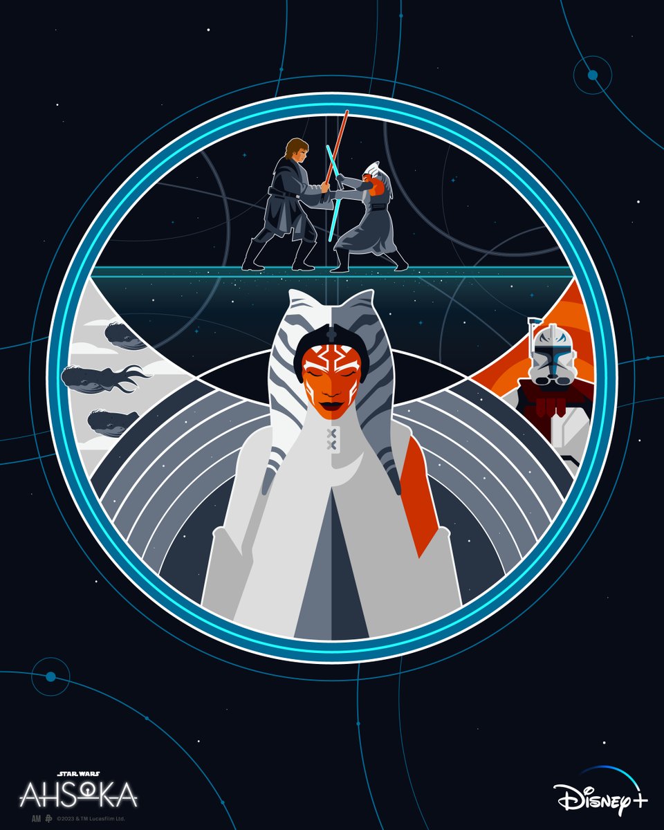 starwars's tweet image. Art inspired by Episode 5 of @AhsokaOfficial is here. Artwork by Aracely Muñoz. 

#Ahsoka is now streaming on @DisneyPlus, with new episodes on Tuesdays at 6PM PT.