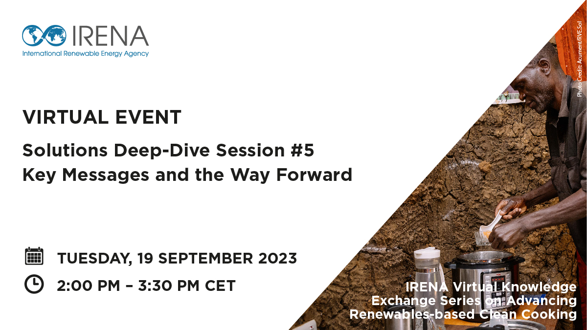 TOMORROW: Join CCA’s Jillene Connors Belopolsky at the final session of <a href="/IRENA/">IRENA</a>’s Virtual Knowledge Exchange Series on Renewables-based Clean Cooking. Leaders from the #CleanCooking sector will discuss urgent actions needed to achieve #SDG7.

Register here: ow.ly/g0V250PMSb7