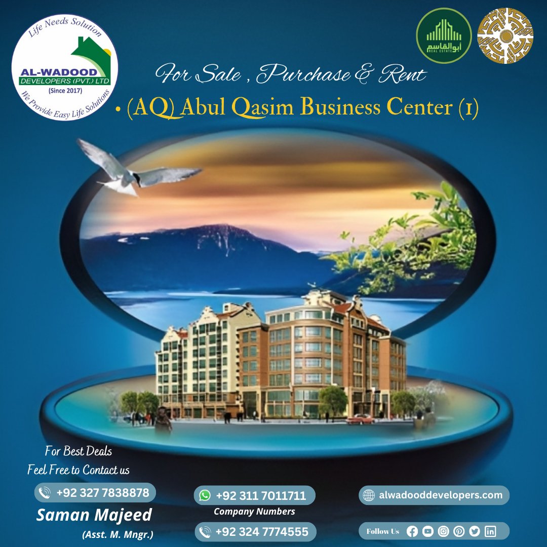 al_ltd19852's tweet photo. AQ Estate and Builders 
ابو القاسم اسٹیٹ اینڈ بلڈرز
بحریہ ٹاؤن کراچی میں کامیاب پراجیکٹس کر رہی جنکی نا صرف بروقت تکمیل ہوئی بلکہ انویسٹروں کیلئے بہترین سرمایہ کاری بھی ثابت ہوئی

🔆FOR BOOKING &amp; Details :-
03247774555

WhatsApp:- https://t.co/FrKR2DgLqy https://t.co/iBvNaCuvZl