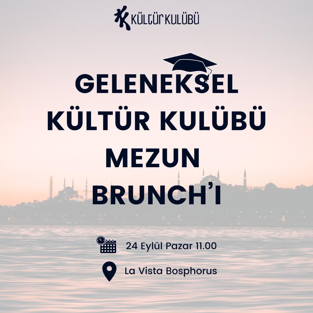 Birbirinden değerli kulüp mezunlarımızla bir araya gelmeyi planladığımız geleneksel Güz Brunch’ımızı 24 Eylül Pazar günü La Vista Bosphorus’ta gerçekleştireceğiz! 
Tüm mezunlarımızı pazar günü gerçekleştireceğimiz brunch’ımıza davet ediyoruz🌞.

#kendinitanımaniçin