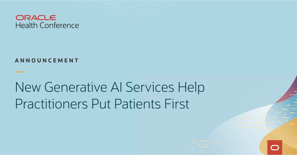 Marty_Hall's tweet photo. Oracle's new Generative AI-driven Clinical Digital Assistant Helps providers alleviate administrative work and focus more on their patients. Learn more at: https://t.co/V9KcAACrmR https://t.co/QOoAHIv2i3