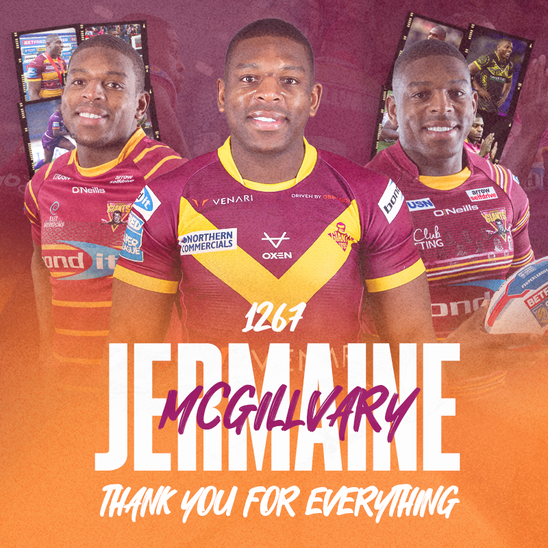 Giantsrl's tweet photo. 📝 Club Legend @J_mcGillvary will depart the Giants upon the conclusion of the 2023 season, after 16-years at the club.  

Thank you for everything, Jermaine, a true Huddersfield Giant. ❤️

#CowbellArmy🐮🔔